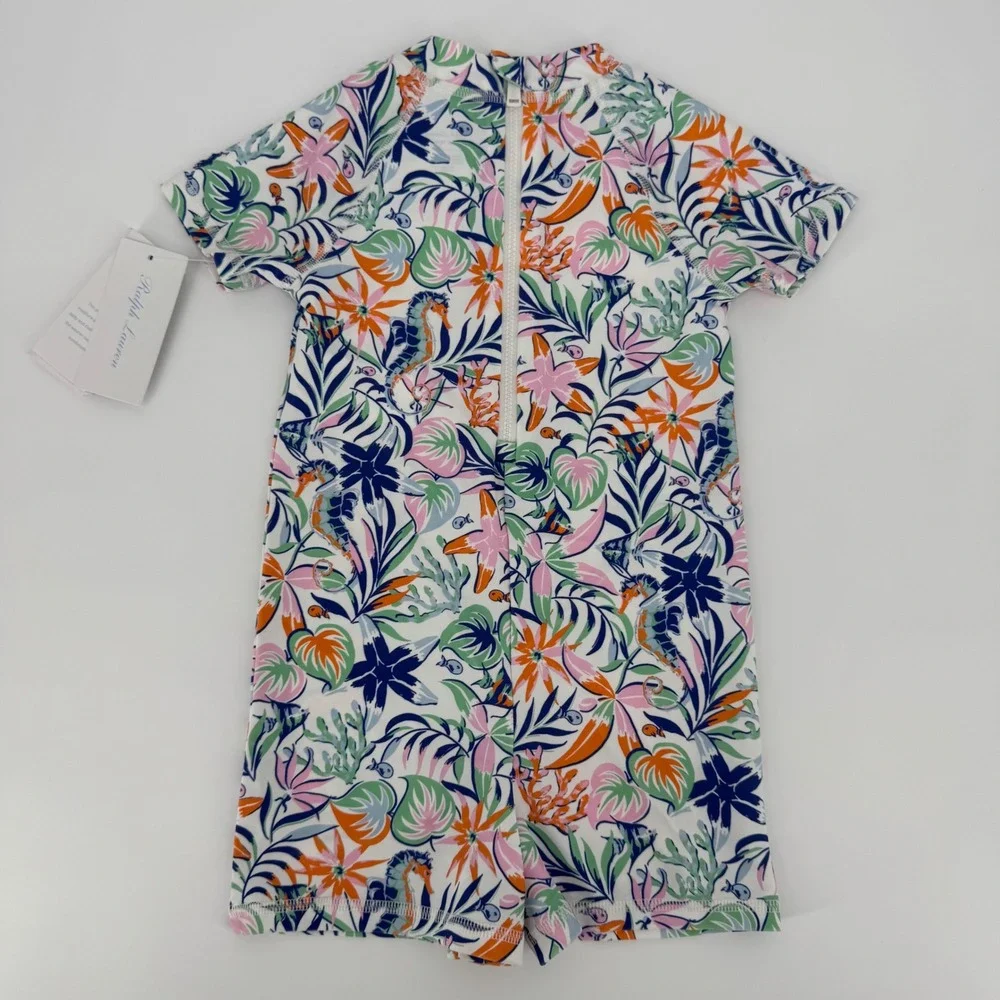 Ralph Lauren Baby Girls One-Piece Rashguard Swimsuit 18-24M‎ NWT Tropical Print